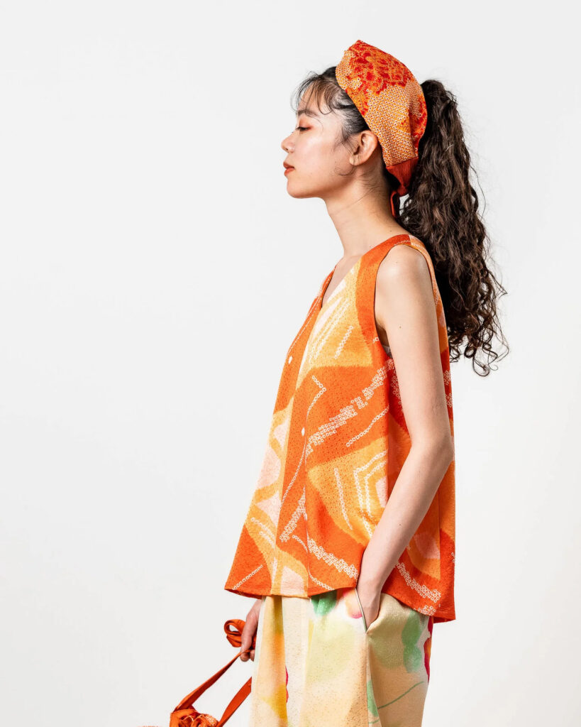 Remake KIMONO bright color woman tops