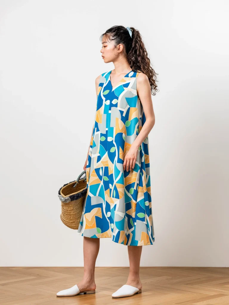 Remake KIMONO bright blue color woman dress