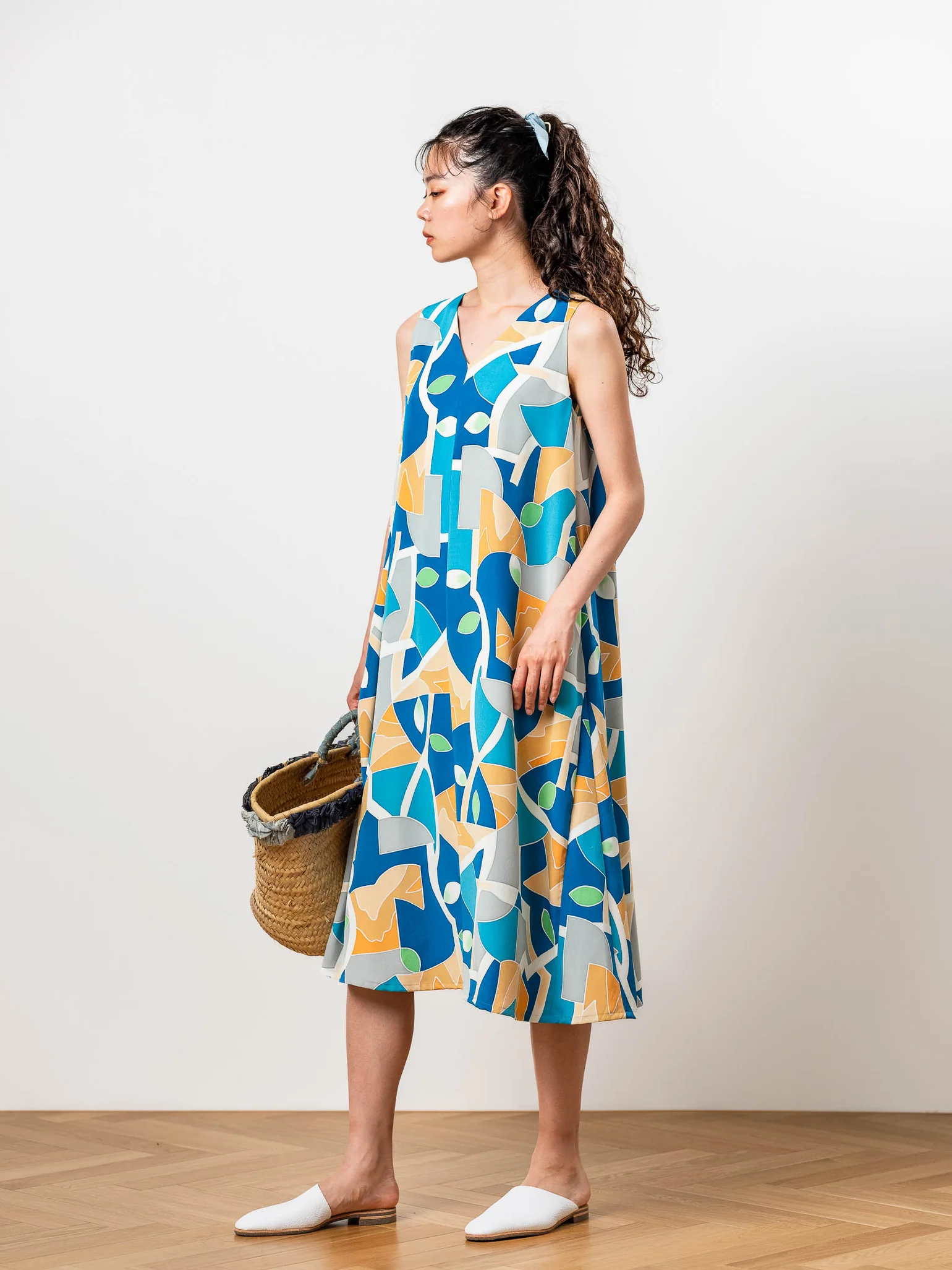 Remake KIMONO bright blue color woman dress